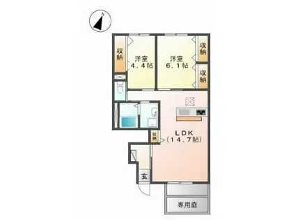 アルページュ(2LDK/1階)の間取り写真