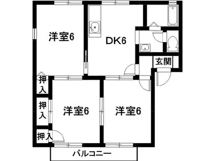 エコル エスト A棟(3DK/2階)の間取り写真