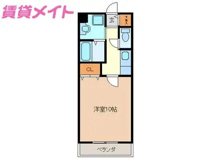 亀山マンションA棟(1K/3階)の間取り写真