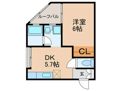 サルーテ(1DK/2階)の間取り写真