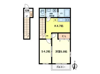 CASE FELICE(1SK/2階)の間取り写真