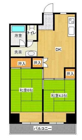 山上ビル(2DK/7階)の間取り写真