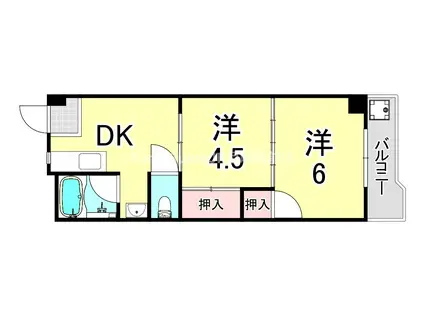 松俊ハイツ(2DK/2階)の間取り写真