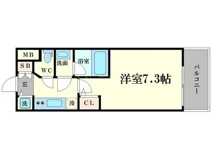 エグゼ難波南V(1K/8階)の間取り写真