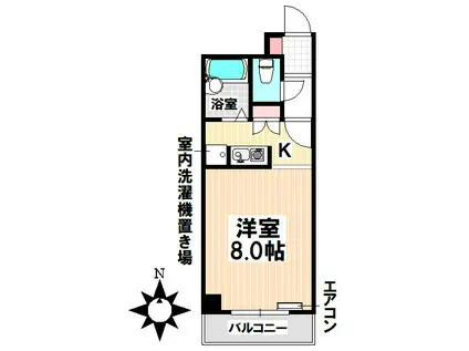 ウイステリア堀田(1K/4階)の間取り写真