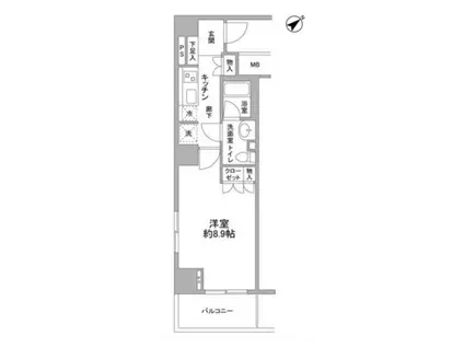 ラメゾンデカケガワ(1K/4階)の間取り写真