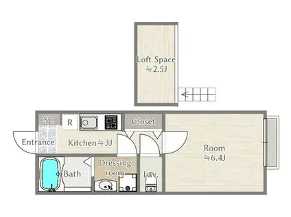 アメリカンリバティー笹塚(1K/2階)の間取り写真