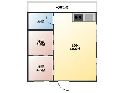 佐久原荘(2LDK/3階)の間取り写真