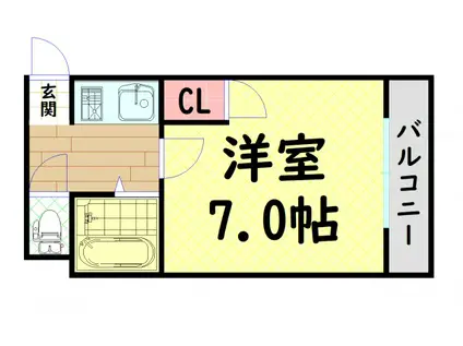 ベルヴィラージュ桜川(1K/4階)の間取り写真