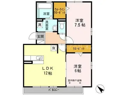 セジュール・フーキA(2LDK/2階)の間取り写真