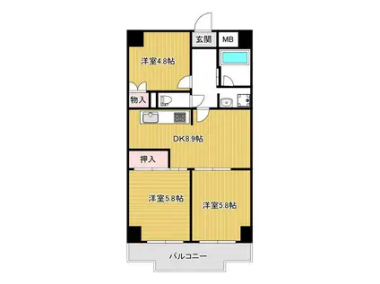 ポレール石神井(3DK/7階)の間取り写真