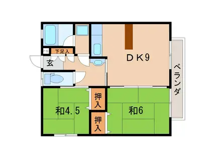 コーポTOMI(2DK/1階)の間取り写真