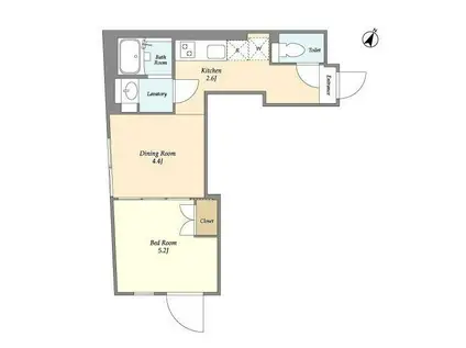 EXAM西小山(1DK/1階)の間取り写真