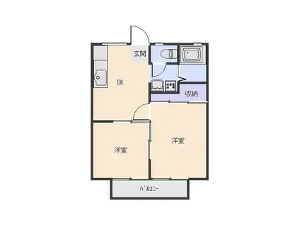 パナハイツガーデンA棟(2DK/1階)の間取り写真