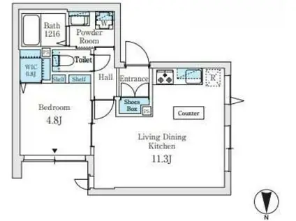 ステラ下連雀(1LDK/1階)の間取り写真