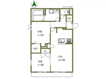 GRACEFUL RESIDENCE(2LDK/1階)の間取り写真