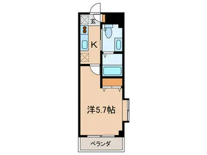 アクア入船(1K/2階)の間取り写真