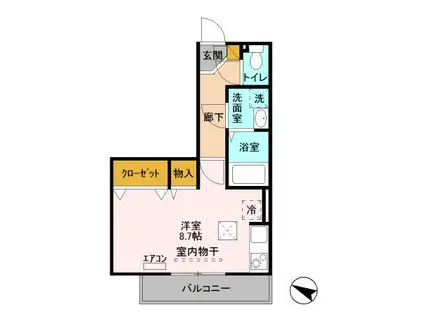 アクアマリン(ワンルーム/1階)の間取り写真