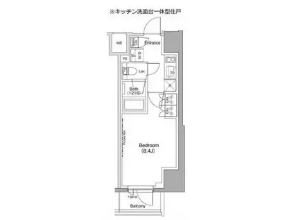 ザ・パークハビオ五反田(1K/9階)の間取り写真