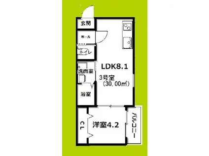 KITASUKEMATU PLASE ノース(1LDK/3階)の間取り写真