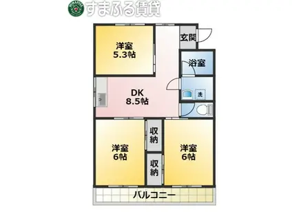 ミニステート(3DK/1階)の間取り写真