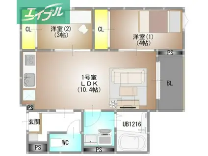 REGALEST 新福(2LDK/3階)の間取り写真