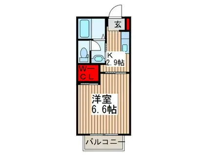 ツインパレスB(1K/2階)の間取り写真