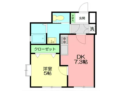 HB浜町II(1DK/1階)の間取り写真