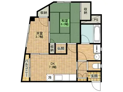 アルタイル川崎大師(2DK/3階)の間取り写真