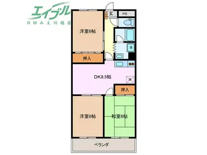 レジデンス富洲原(3DK/3階)の間取り写真