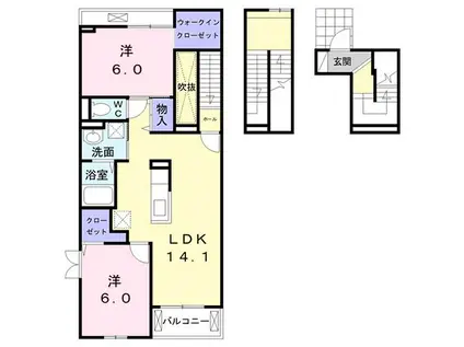 セレノアルバ(2LDK/3階)の間取り写真