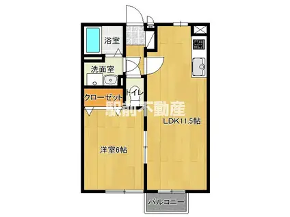 ルピナス天祐B(1LDK/2階)の間取り写真