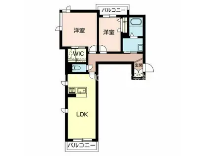 BEREO厚東(2LDK/2階)の間取り写真