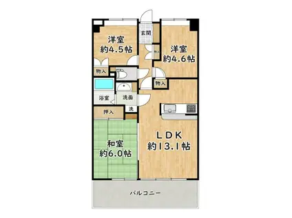 フェスタ立花北館(3LDK/12階)の間取り写真