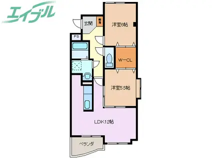 ベルクレスト(2LDK/1階)の間取り写真