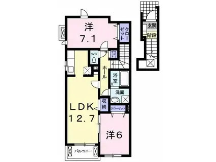 ニューユニゾン B(2LDK/2階)の間取り写真