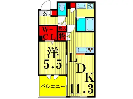 NOBLESSE隅田川(1LDK/2階)の間取り写真