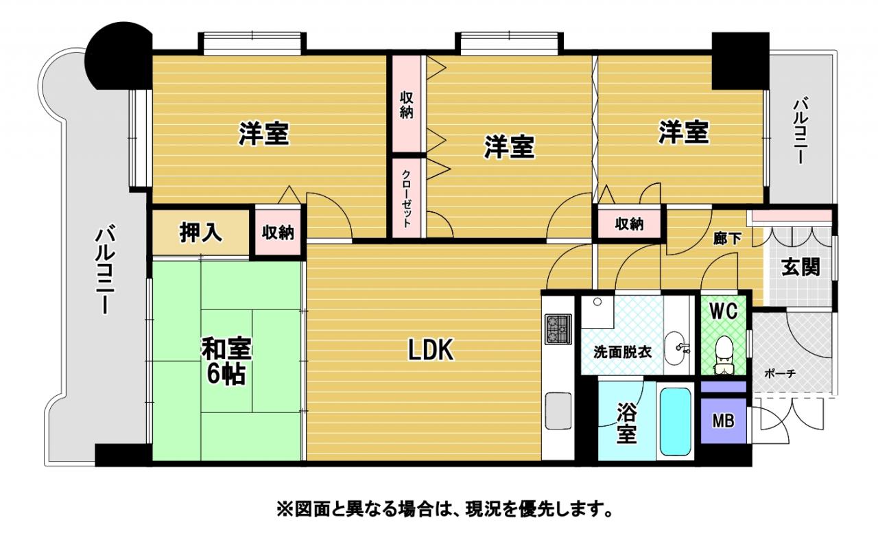 ライオンズマンション小倉駅南(4LDK/11階)の間取り写真
