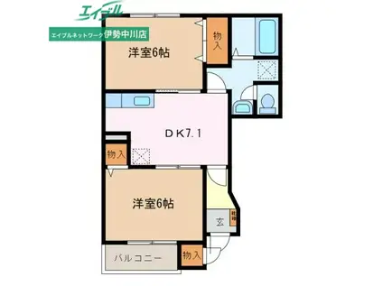 ベル・エトワールB(2DK/1階)の間取り写真