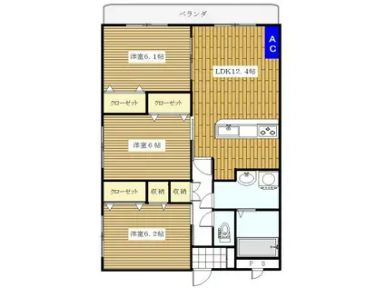 ア・ラ・モードII(3LDK/1階)の間取り写真