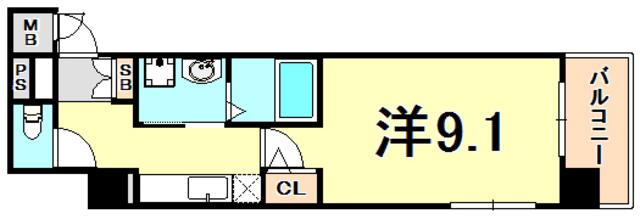 ロイヤル神戸三宮(1K/8階)の間取り写真