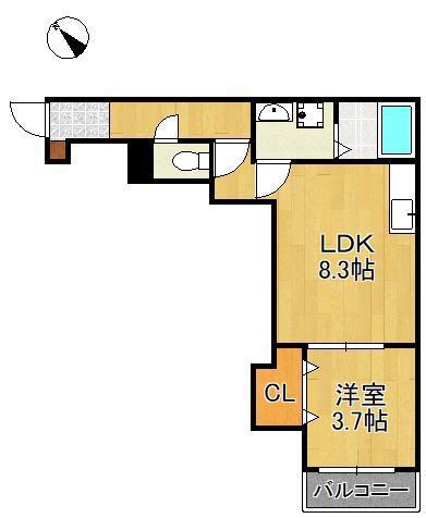 WISTERIA折尾(1LDK/2階)の間取り写真
