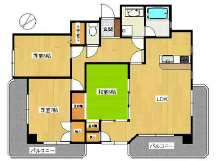 ナビオ水前寺(3LDK/4階)の間取り写真