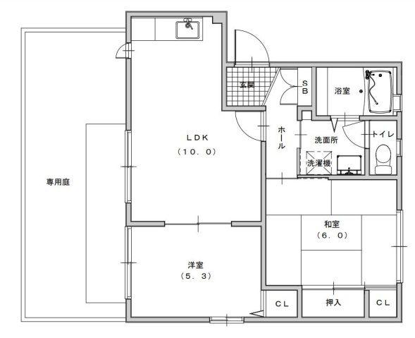 ラ・パルテール兼基壱番館(2LDK/1階)の間取り写真