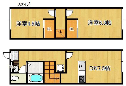 レオパレスTSURUHARA 2001(2DK/1階)の間取り写真