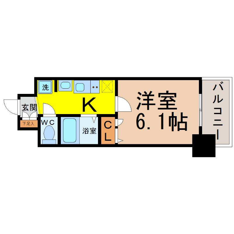 プレサンスSAKAEリバースタイル(1K/3階)の間取り写真