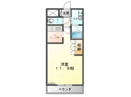 シェルル-YS(1K/2階)の間取り写真
