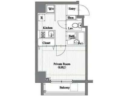 SIN-CITY錦糸町(1K/2階)の間取り写真