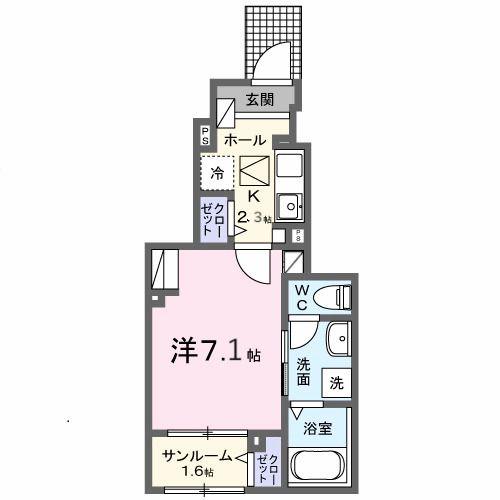 コロレ宝永町(1K/1階)の間取り写真