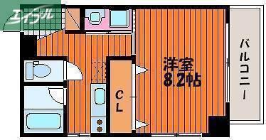 スタシオン電車みち(1K/6階)の間取り写真